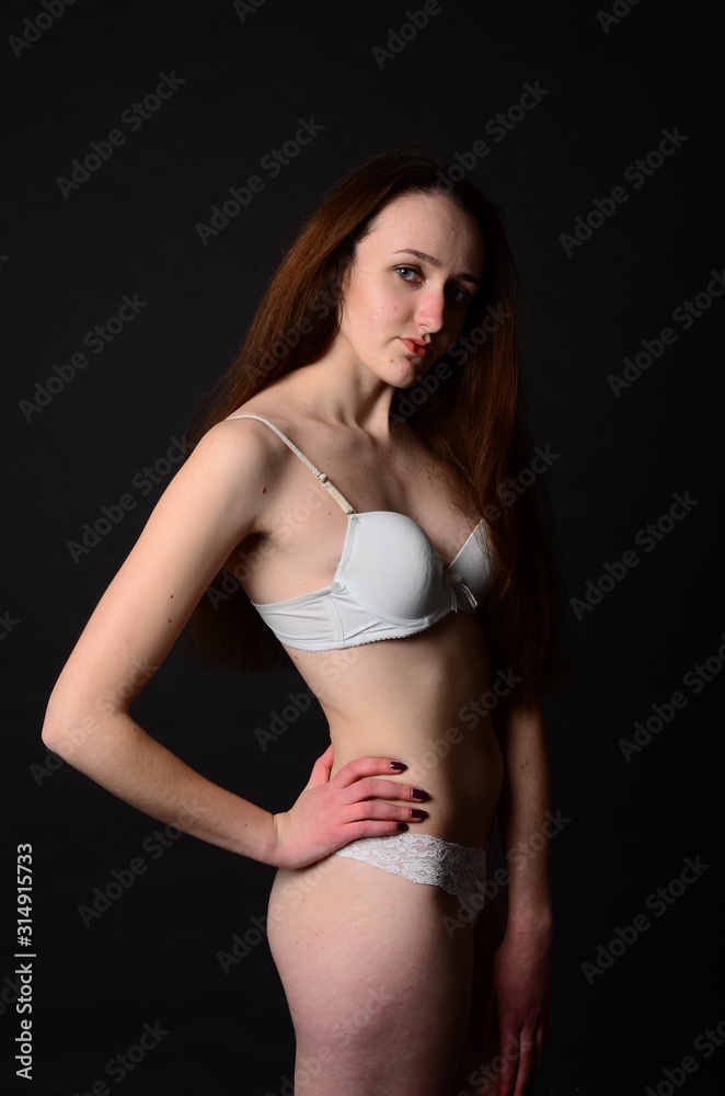 elegant fashionable woman in lingerie