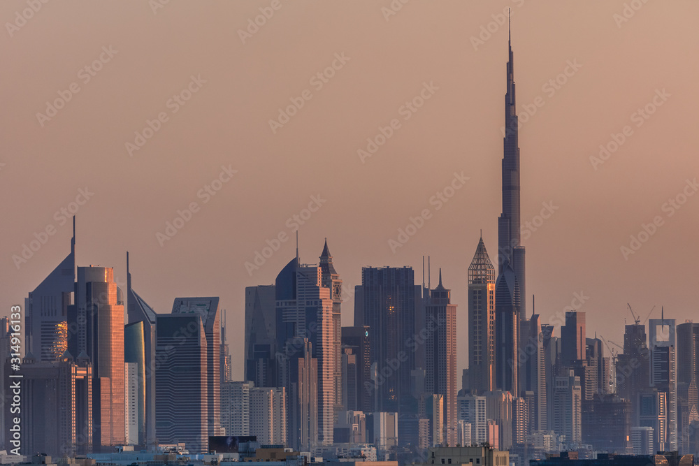 view of Dubai downtown with Burj Khalifa