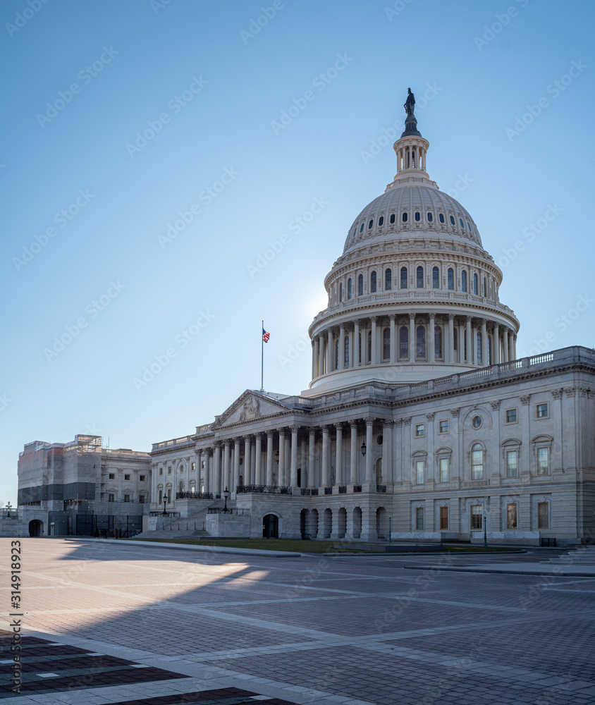 United States Capitol Building with Blue Sky in Washington DC