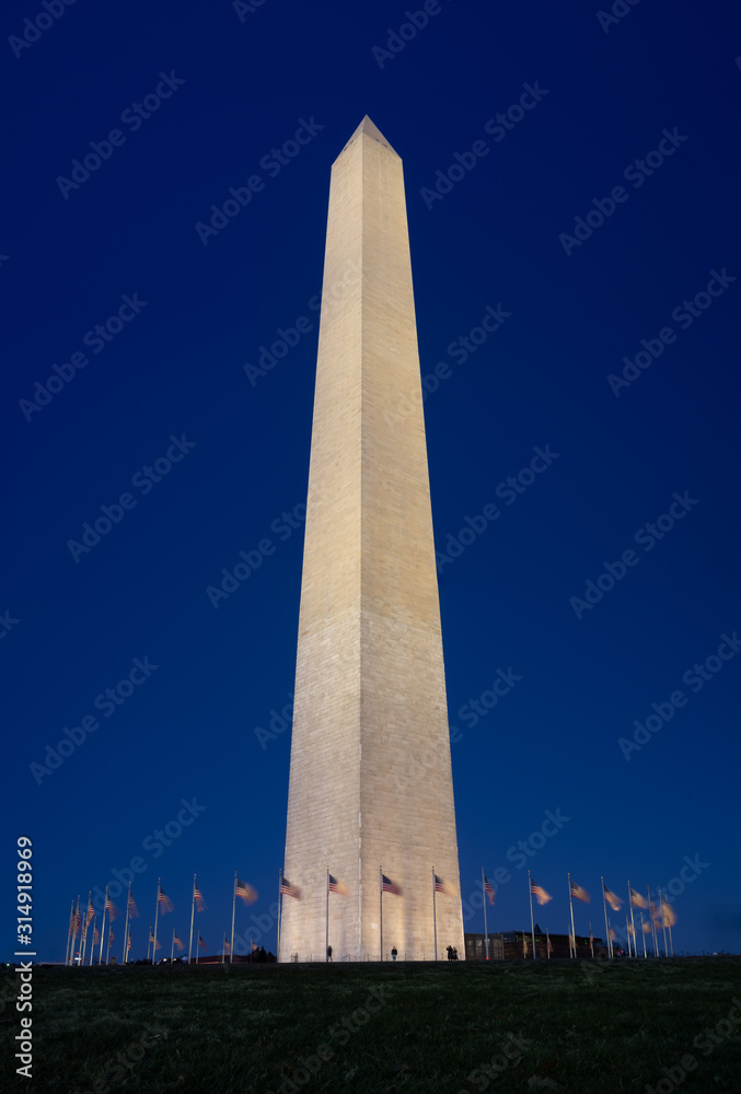 Washington Monument in Washington DC Illuminated at Night Washington Monument in Washington DC Illuminated at Night