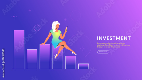 Woman using mobile app for online banking and investing