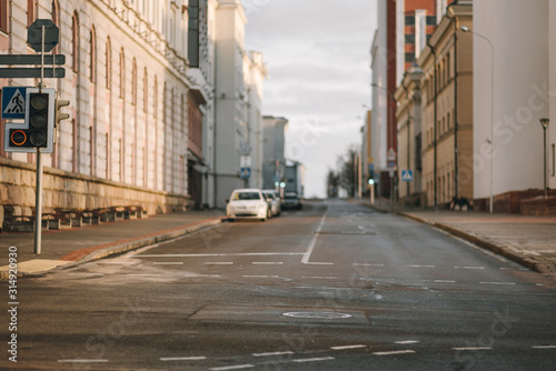 Fototapeta Naklejka Na Ścianę i Meble -  empty city defocus the road, city street without people