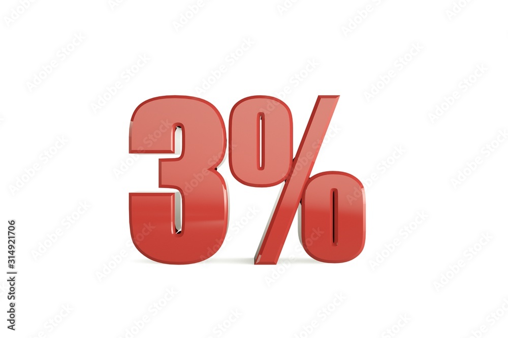3D illustration 3 Percent Discount with background 3D illustration 3 Percent Discount with background