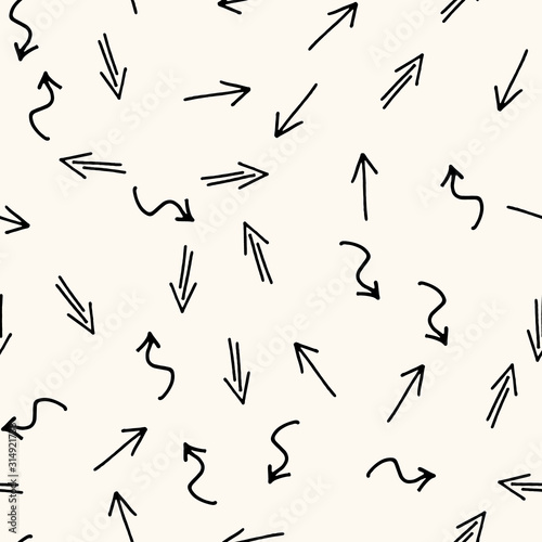 Vector geometric seamless pattern with hand drawn arrows