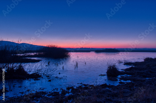 A frozen lake in a peat bog