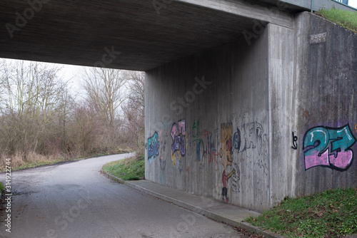Fototapeta Naklejka Na Ścianę i Meble -  Underbridge in Waghäusel with Graffiti
