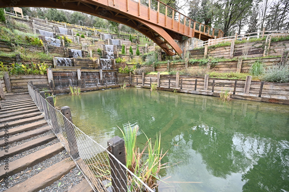 Fototapeta premium Artificial waterfall in Nakkastepe public garden