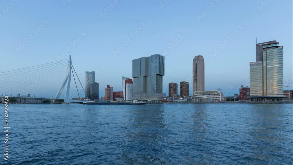 Erasmus Bridge And Skyline Of kop Van Zuid District In Rotterdam, Netherlands Erasmus Bridge And Skyline Of kop Van Zuid District In Rotterdam, Netherlands