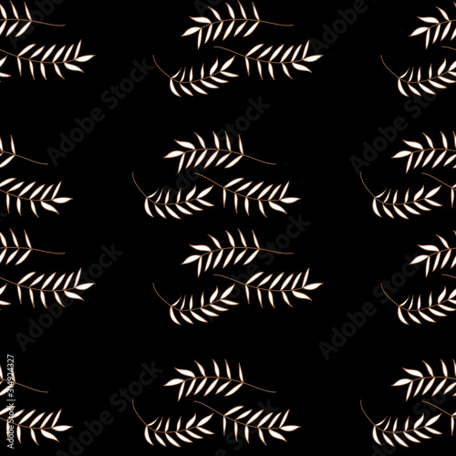 Exotic tropical hawaiian outline. Leaf plant botanical floral foliage. Engraved ink art. Seamless background pattern. Fabric wallpaper print texture.