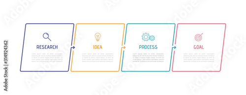 Business process infographic template. Thin line design with numbers 4 options or steps. Vector illustration graphic design