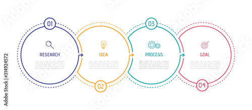 Business process infographic template. Thin line design with numbers 4 options or steps. Vector illustration graphic design
