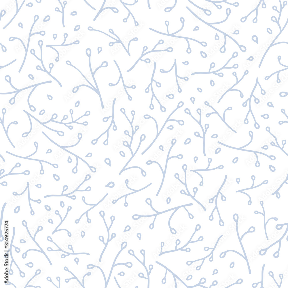 Vector Hand Drawn Meadow Florals on White seamless pattern background. Vector Hand Drawn Meadow Florals on White seamless pattern background.