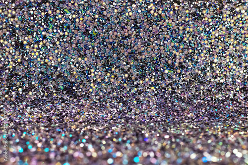 Purple crystal background. Blur foreground. Glittering background.