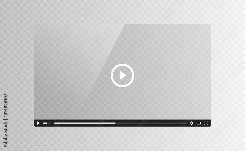 Realistic Video player glass screen isolated on transparent background.  Vector illustration Stock Vector | Adobe Stock