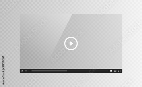 Realistic Video player glass screen isolated on transparent background. Vector illustration photo