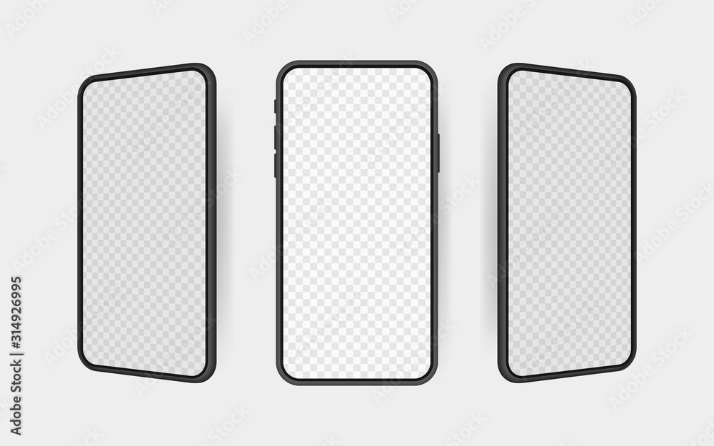 Set realistic smartphone blank screen, phone mockup. Template for infographics or presentation UI design interface Set realistic smartphone blank screen, phone mockup. Template for infographics or presentation UI design interface
