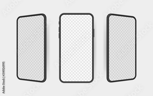 Set realistic smartphone blank screen, phone mockup. Template for infographics or presentation UI design interface