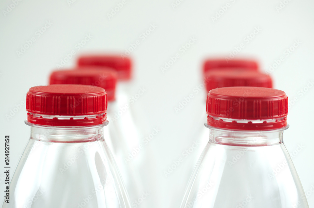 side view of plastic bottles, the concept of recycling plastic and garbage, the concept of separate garbage collection side view of plastic bottles, the concept of recycling plastic and garbage, the concept of separate garbage collection