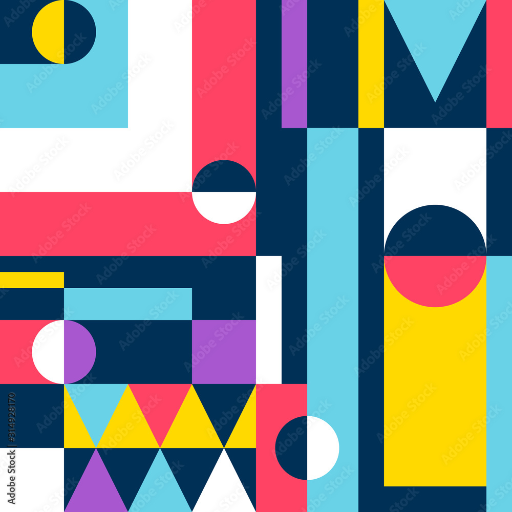 Color block abstract geometric pattern. Composition 20 Stock