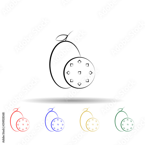 Maracuya multi color style icon. Simple thin line, outline vector of dia de muertos icons for ui and ux, website or mobile application
