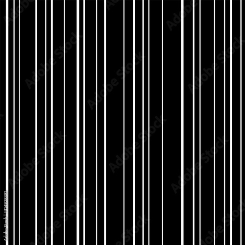 Line seamless pattern. White lines on black background. Abstract stripes, geometric modern design. Simple repeat ornament. Design wallpaper textile, fabric. Elegant fashion style. Vector illustration