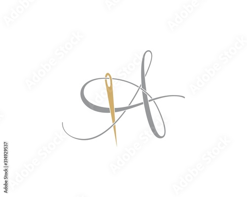 Letter A With Needle Logo Design Template 002
