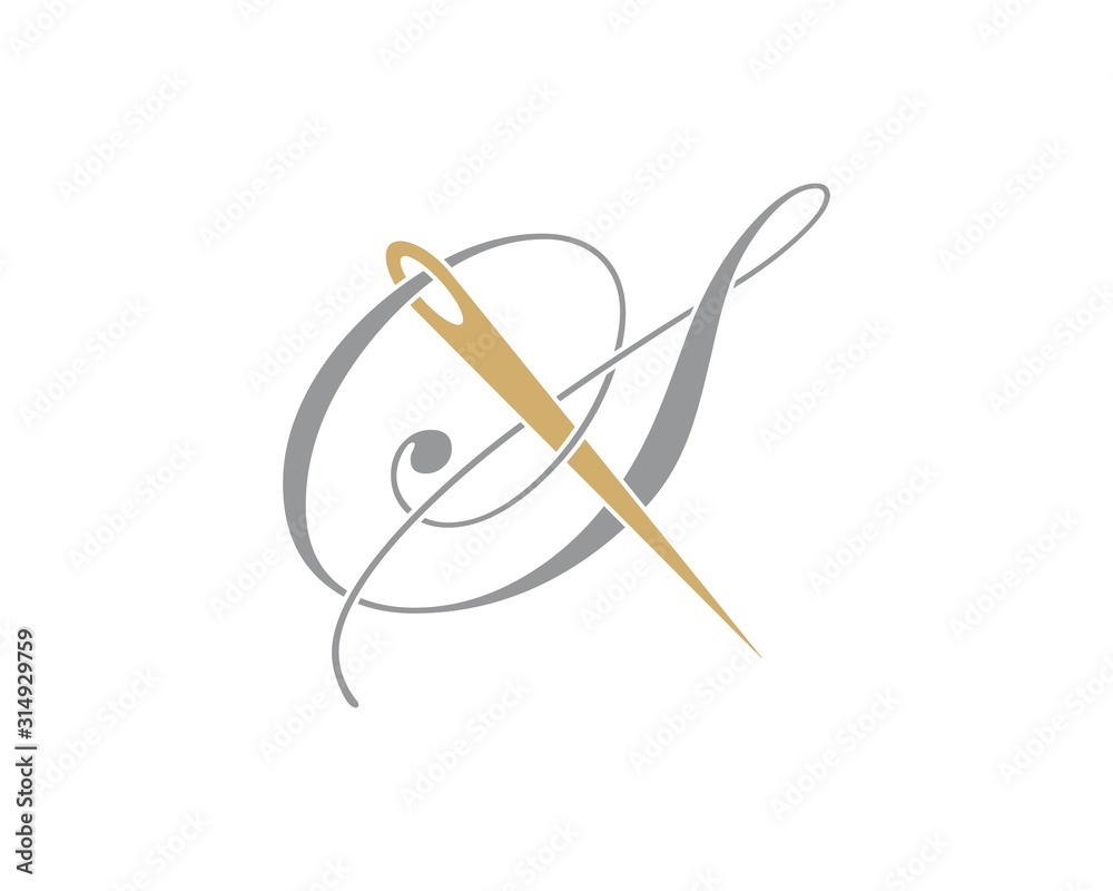 Letter S With Needle Logo Design Template 002