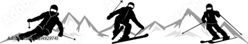Ski Men Group Skiing Mountain Winter Sport