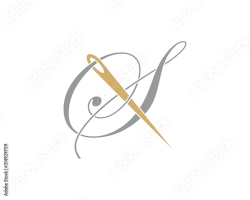 Letter S With Needle Logo Design Template 002
