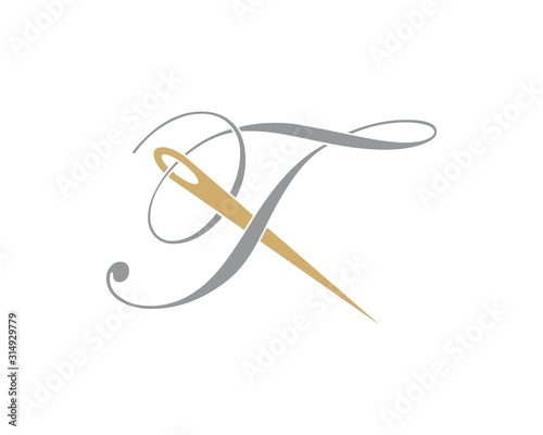 Letter T With Needle Logo Design Template 002