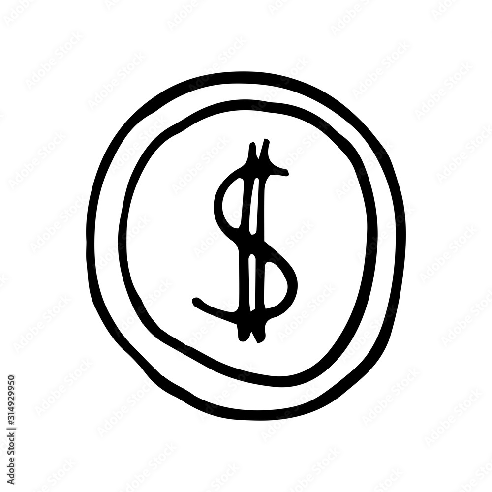 Single element of money in doodle business set. Hand drawn vector illustration for cards, posters, stickers and professional design. Single element of money in doodle business set. Hand drawn vector illustration for cards, posters, stickers and professional design.
