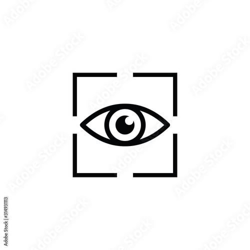 view icon. eye retina scan symbol. Recognition and authentication icon. Black vector
