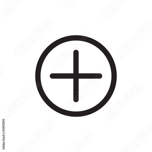 Add icon. Add a new item. Plus or positive symbol. Black vector.   