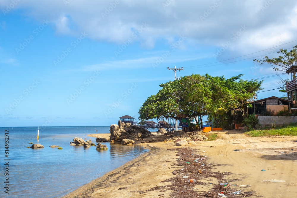 Sandy Bay beach trail on Roatan Island. Honduras