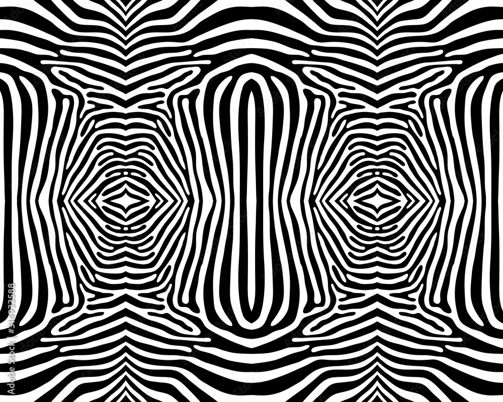 Illustration of seamless zebra pattern in black and white