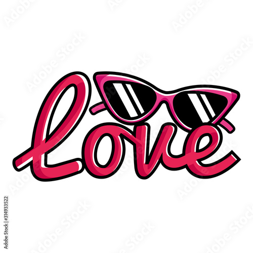 love sign with sunglasses pop art style icon