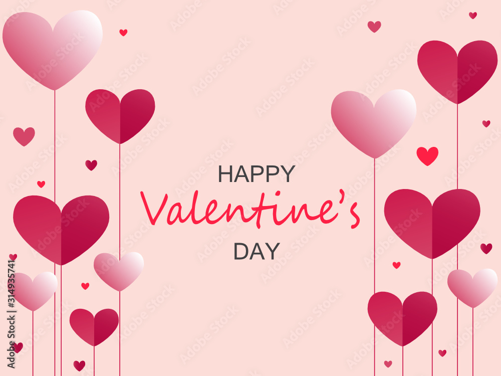 Valentine's day greeting card. Hearts balloon Valentine's day greeting card. Hearts balloon