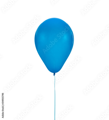 Blue balloon for birthday and celebrations isolated on white background