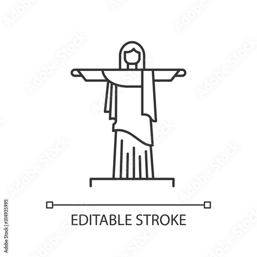 Christ The Redeemer Pixel Perfect Linear Icon Brazilian Sculpture Cristo Redentor Rio De Janeiro Statue Thin Line Customizable Illustration Contour Symbol Vector Drawing Editable Stroke Stock Vector Adobe Stock