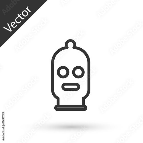 Grey line Balaclava icon isolated on white background. A piece of clothing for winter sports or a mask for a criminal or a thief. Vector Illustration