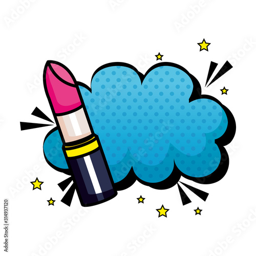 lipstick with cloud pop art style icon