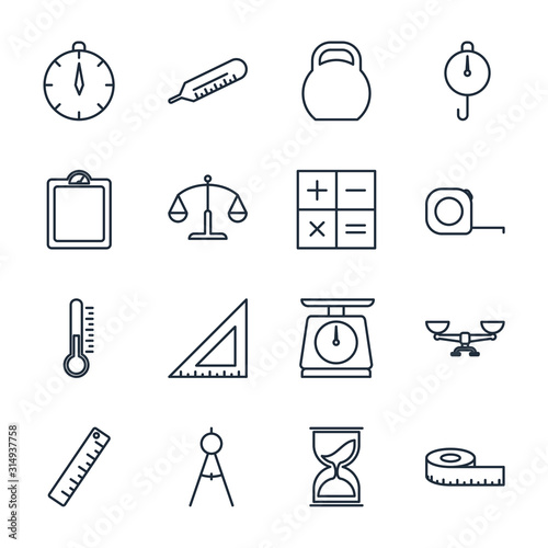 Set Measuring icon template color editable. Measuring pack symbol vector sign isolated on white background illustration for graphic and web design.