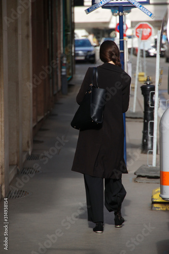 Cool woman in black jacket