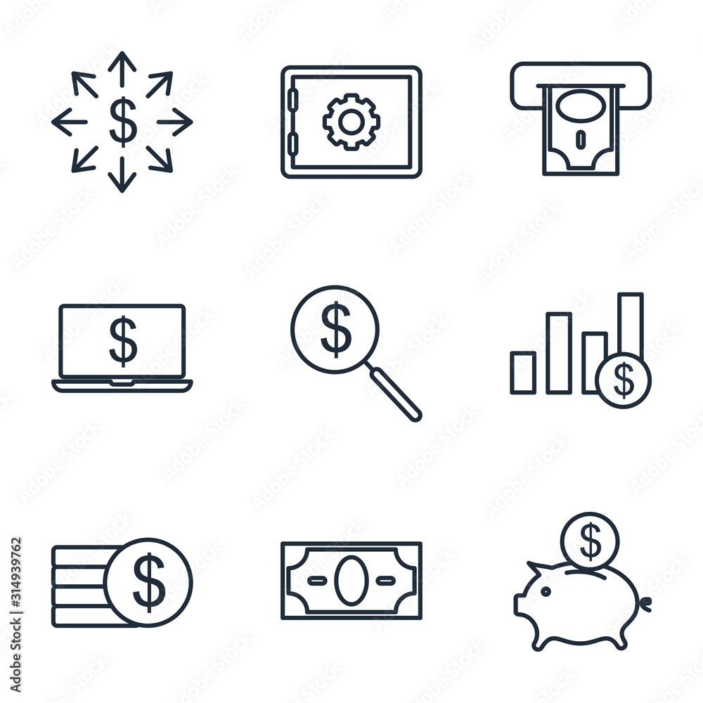 Set money finance icon template color editable. payments pack symbol vector sign isolated on white background illustration for graphic and web design. Set money finance icon template color editable. payments pack symbol vector sign isolated on white background illustration for graphic and web design.
