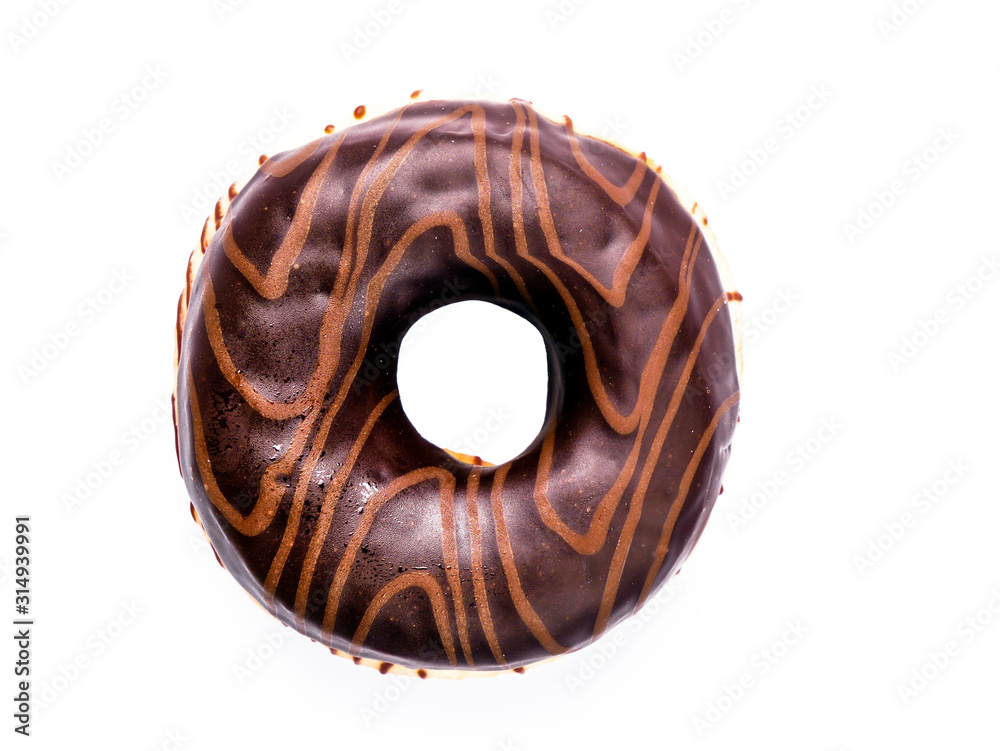 Chocolate donut. A sweet carnival snack.