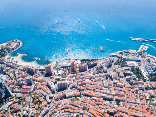 Canvas Print Monaco cap d ail  Drone shot cityview