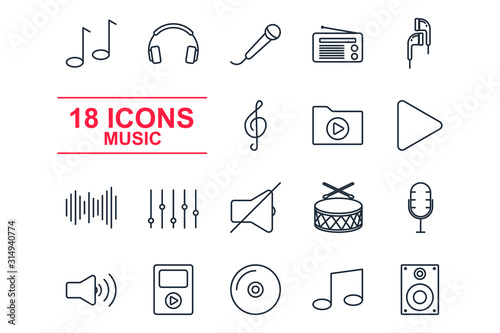 Set Music icon template color editable. Music pack symbol vector sign isolated on white background illustration for graphic and web design.