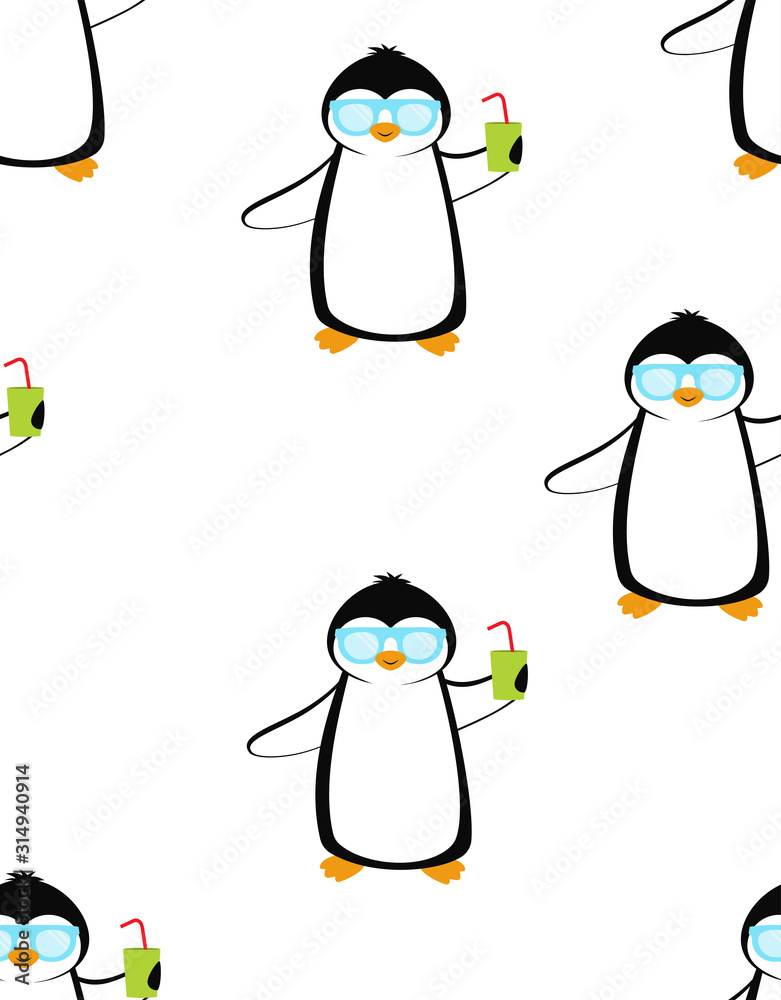 Obraz premium cartoon pattern with penguins, summer print