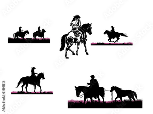 Cowboys silhouettes set