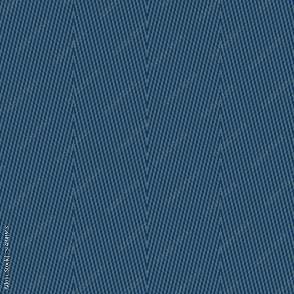 Zigzag stripes seamless pattern. Vertical vector chevron texture. Dark blue thin lines, striped zig zag. Simple abstract geometric background. Subtle repeat design for decor, fabric, print, wallpapers